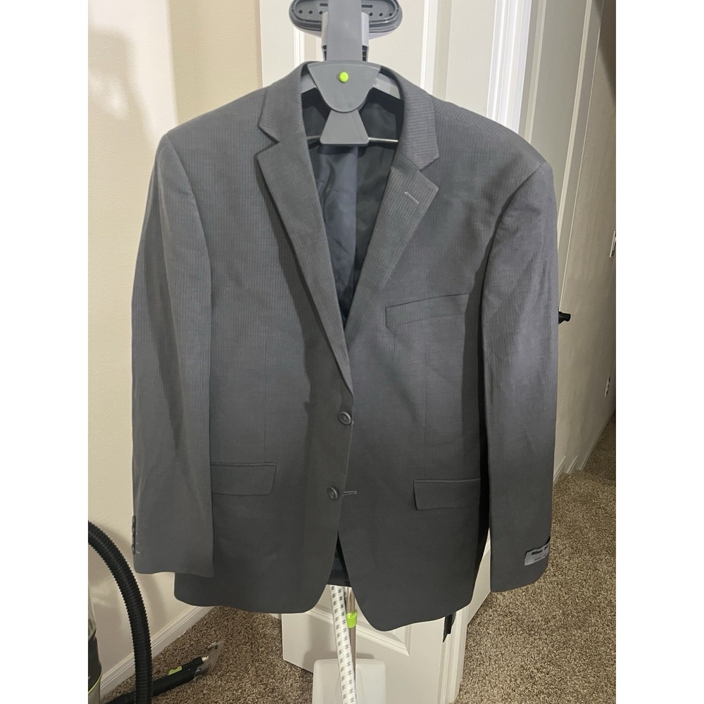 Milano Zonni Blazer Mens 44R Gray Pinstripe Italy Super 150s Suit Jacket Formal